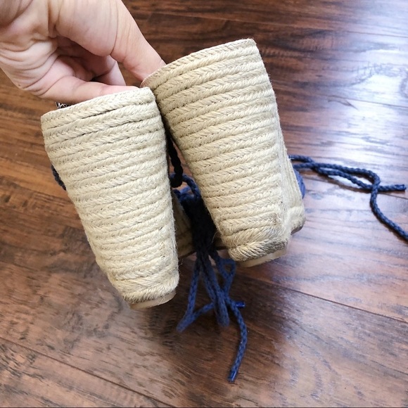 BCBGeneration • Pike espadrille sandals blue wedge ankle tie macramé crochet - Picture 7 of 8